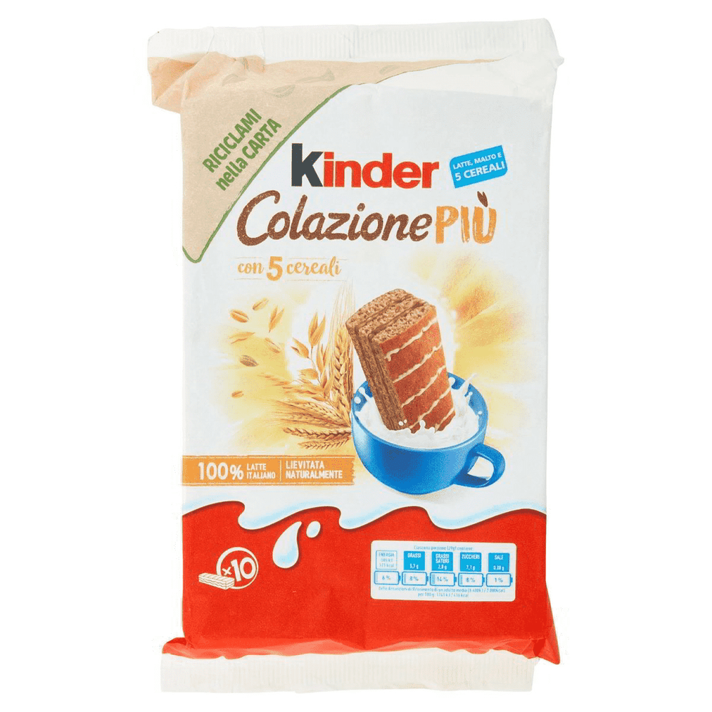 Kinder Colazione Più – kakaókrémes piskótaszelet teljes kiőrlésű gabonával (10 db)