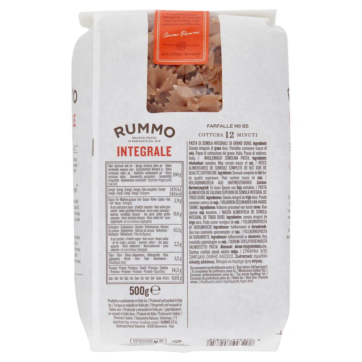Farfalle Integrali N.85 – Teljes kiőrlésű masni formájú olasz száraztészta - Salamon Store