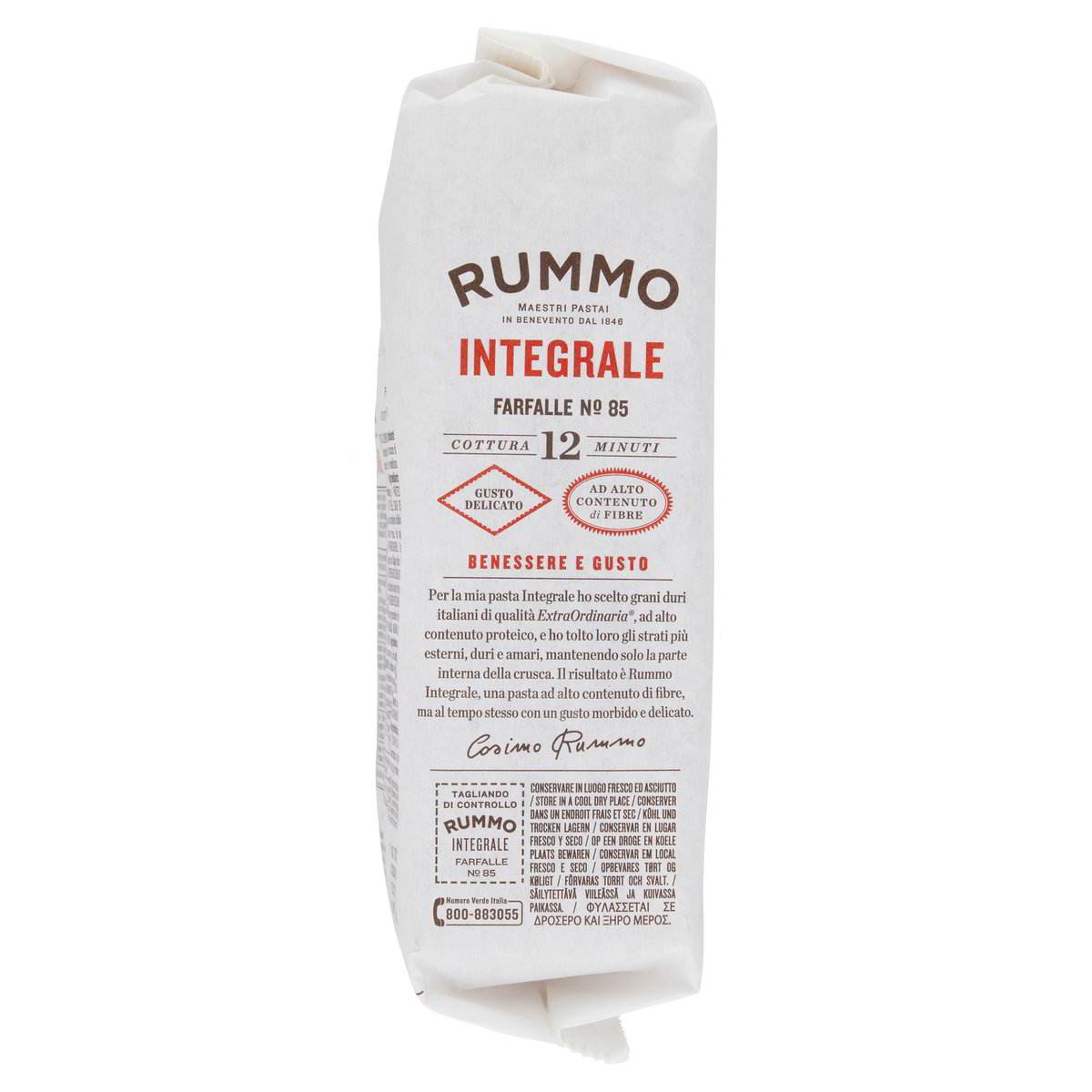 Farfalle Integrali N.85 – Teljes kiőrlésű masni formájú olasz száraztészta - Salamon Store