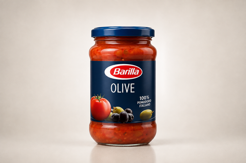 Barilla – paradicsomos szósz zöld és fekete olívabogyóval