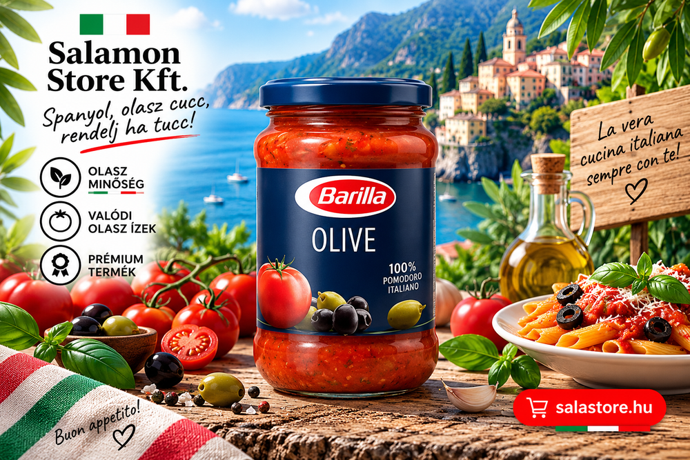 Barilla – paradicsomos szósz zöld és fekete olívabogyóval - 400g