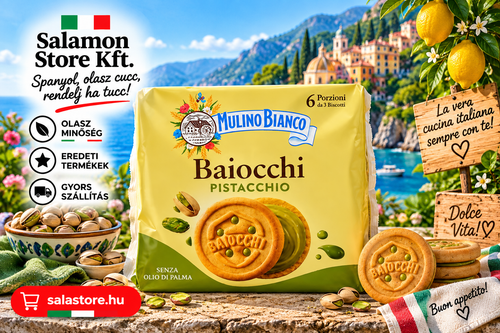 Mulino Bianco Baiocchi Pistacchio – Pisztáciakrémes töltött keksz - 168g