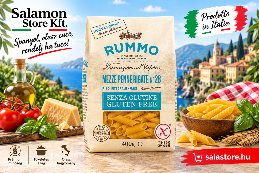 Rummo Mezze Penne Rigate No28 - Gluténmentes tészta - 400g
