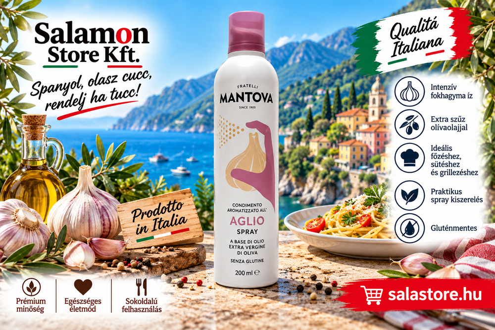 Mantova Aglio Spray – Extra szűz olívaolaj fokhagyma aromával - 400ml
