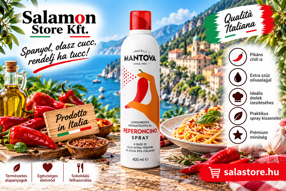 Mantova Olio al Peperoncino Spray – Extra szűz olívaolaj csípős chili aromával - 400ml